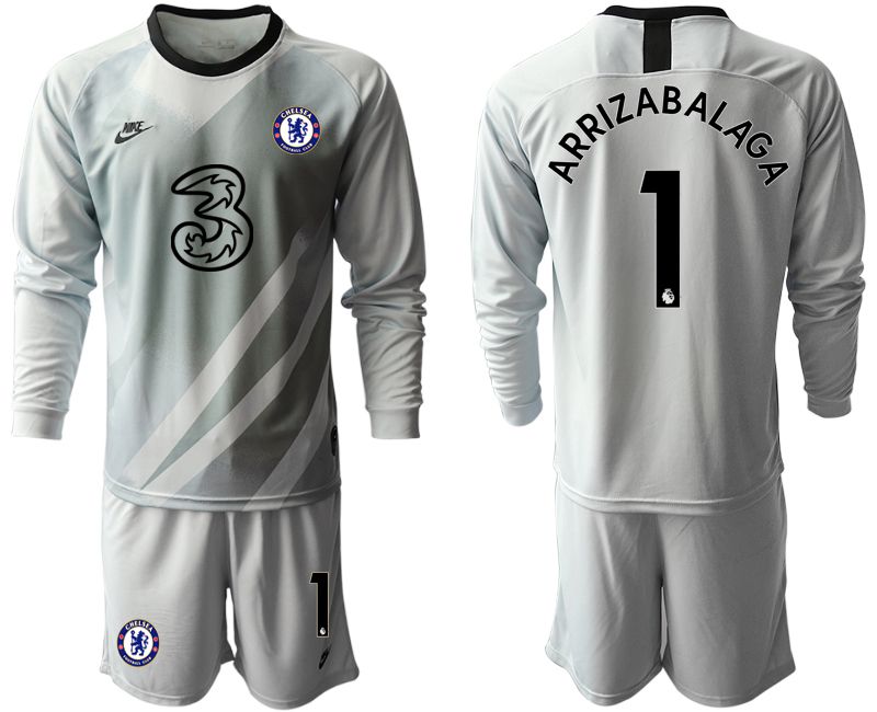 Men 2020-2021 club Chelsea gray long sleeve goalkeeper #1 Soccer Jerseys